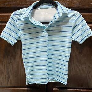 Izod Kids Sky Blue Polo with Navy and White Stripes - Youth S(8)